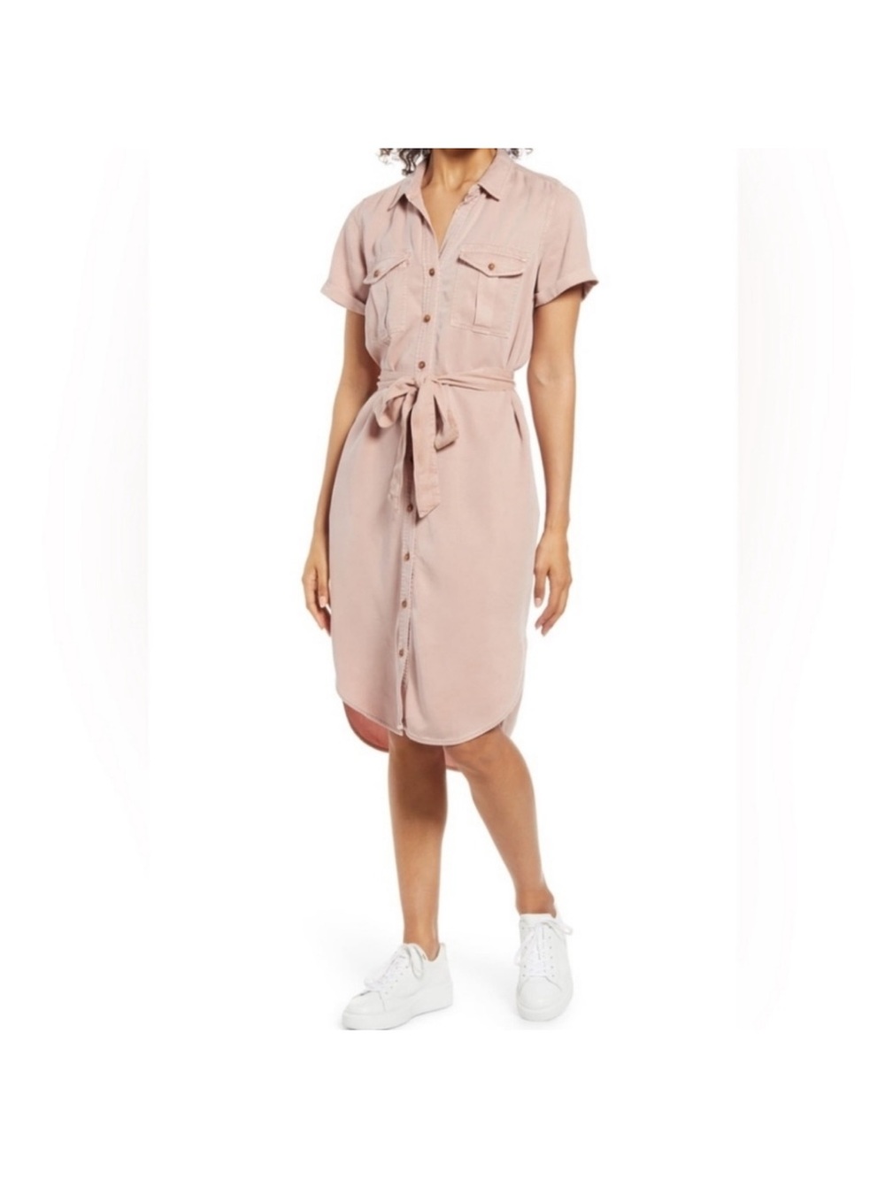 Teddi Rose Women's Tencel Button Up Pink Shirt Dress Size Small